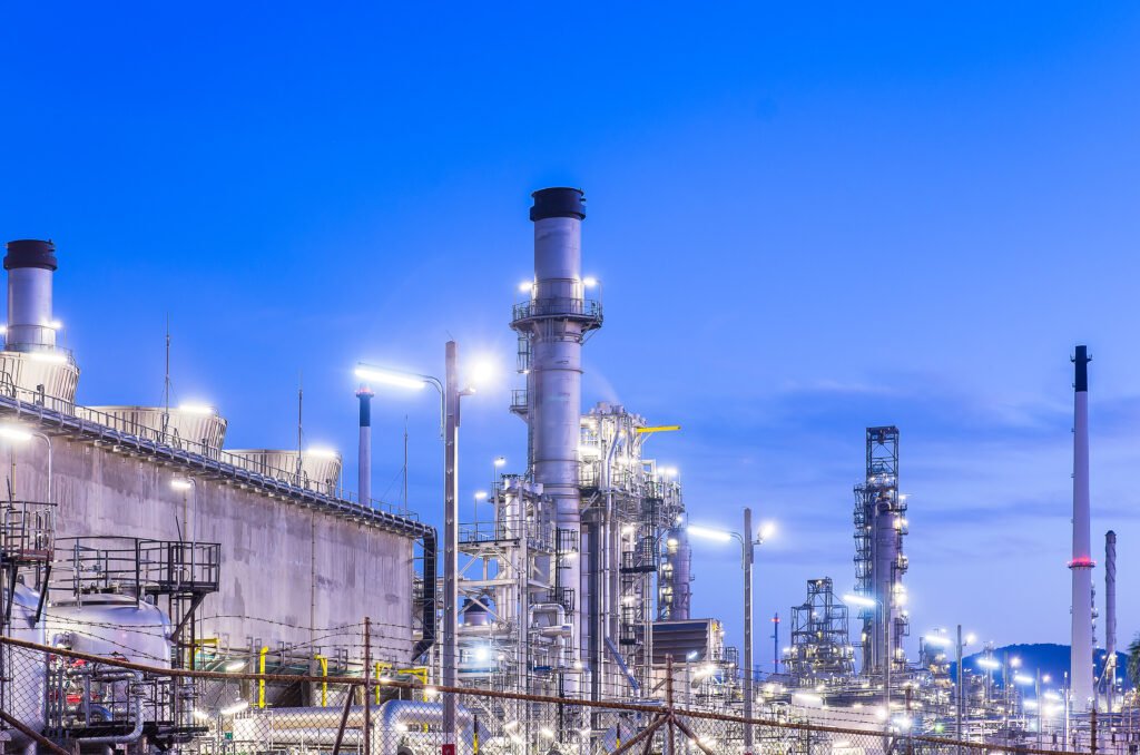 petrochemical plant with oil refinery industry and gas industry